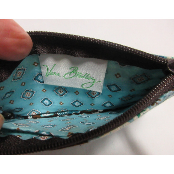 Vera Bradley JAVA BLUE Zip ID Case - Change Wallet - Key Ring 5" x 3" - Picture 4 of 6
